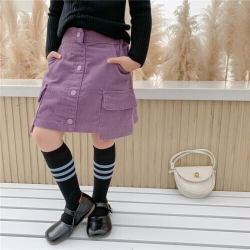 80-130 Cm Spring Autumn Winter Girls Fashion A Skirt with Pocket Baby Kids Children Clothes Two Colors