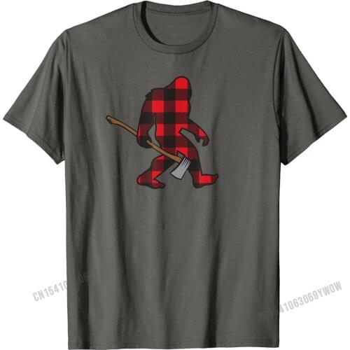 Funny Lumberjack Bigfoot Shirt, Flannel Pattern Gift Oversized Party Tshirts Cotton Tops Shirts for Men Design