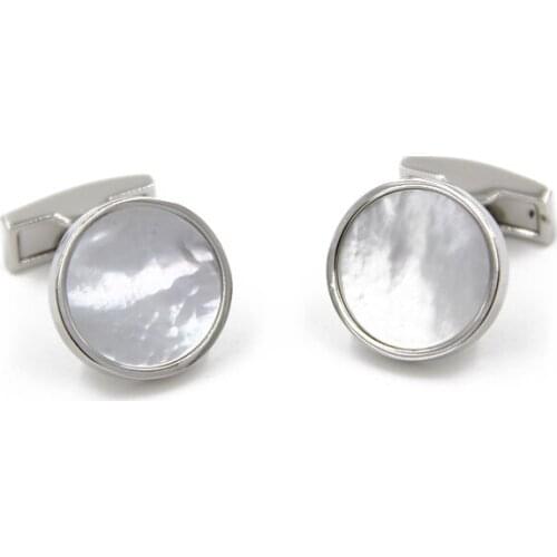 Lepton Simple fashion Shell Cufflinks round exquisite Pearl shell wedding cufflink male Business gift cufflink,Fee Shipping