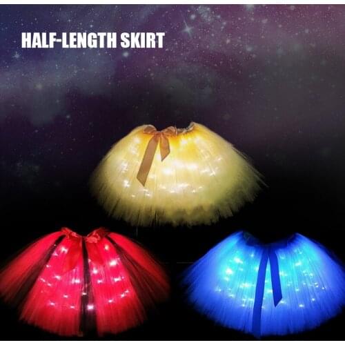 Womens Light Up Mini Skirt Mesh Costumes Rave Clothes for Adults Kids Christmas Party Xmas New Year -OPK