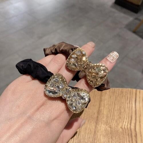 Female Fashion Rhinestone Bow Hait Ties Lady Casual Elastic Head Bands