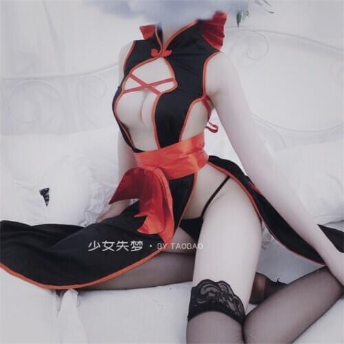 Women Sexy Underwear Set Cheongsam Witch Uniform Maid Cosplay Costumes Babydoll Lingerie Set Halloween Party Sexy Devil Outfits