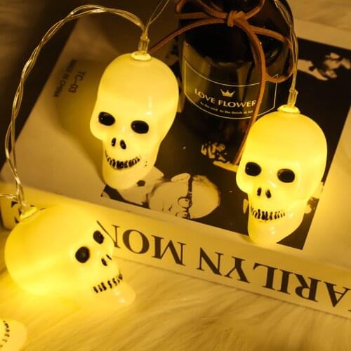 1.5M10 Light String Happy Halloween Pumpkin Skull Light String Halloween Decoration Props Light String Halloween Ornaments-F