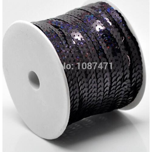 1Roll(100Yards) Black AB Color Flat Sequins Spool String 6mm(1/4")handmade accessories DIY supplies dress deco