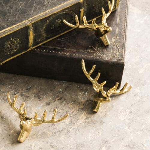 Deer Design Hooks Wall Hooks Metal Clothes Hanger Wall Decor Gold Pure Copper Curtain Tie Backs Hardware Hat Coat Hangers