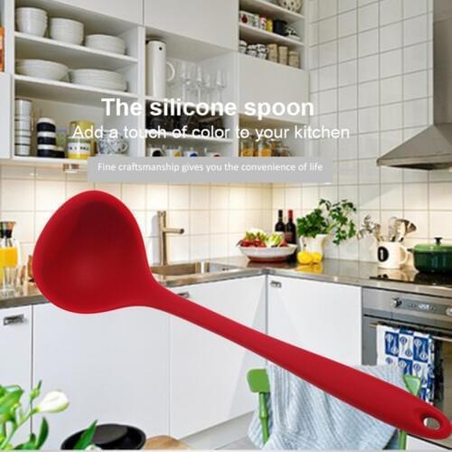 1PC Quality Silicone Soup Spoon Heat Resistant Slip-resistant Kitchen Supplies Spoon Non-stick Large Cooking Utensils