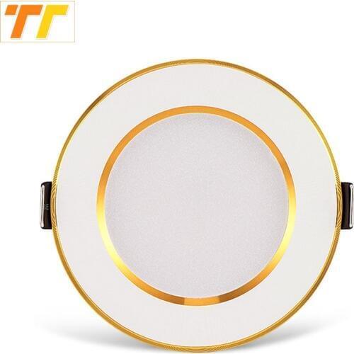 10pcs/pack led downlight 3w 5w 7w 9w 12w 15w 18w ceiling recessed gold downlights high quality round panel light free shipping