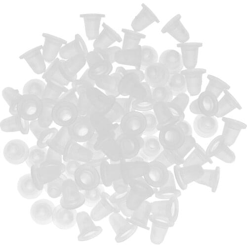 100 Microblading Pigment Cup Cap Permanent Make Up Ink Silicone Holder