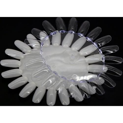 1000pcs Natural / Clear Nail Art Gel Polish Color Chart 20 Colors Wheel Manicure Practice Display Rack Paint Acrylic Tips Disk