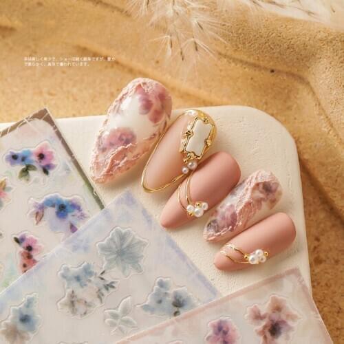 3D Sticker Nail Decorative Small Fresh Painted Flower Decal Art Paper Manicure