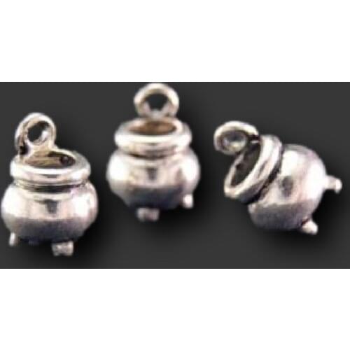8pcs Silver Plated 3D Hallowmas Witch Magic Cauldron Cooking Pot Pendants DIY Charms Necklace Earrings Jewelry Crafts Making