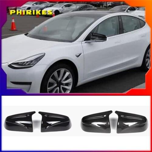 Model3 Accessories Car Side Mirror Cover For Tesla Model 3 2021 Mirror Cover Carbon Fiber ABS Model Three Rearview New