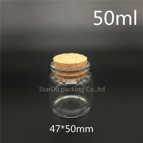Free shipping 10pcs/lot 50ml glass bottle sealed bottle cork jar,50cc cork bottle container of high quality chemical experiment
