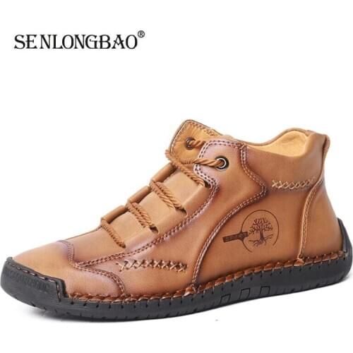 High Quality Leather Casual Shoes Handmade Platform Men Boots Outdoor Autumn Winter Ankle Boots Comfortable Mens Shoes Size 48
