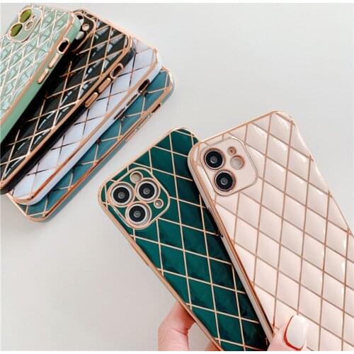 Case For ​iPhone 11 12 Pro Max Lattice Simple Fashion Phone Rotective Shell Lectroplating Imitation Soft Package Protective Case