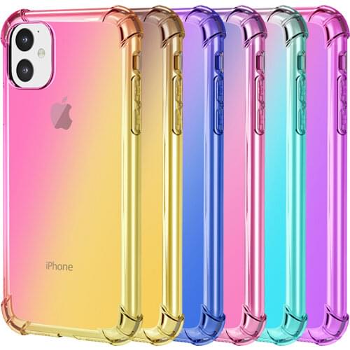 Phone Case For iPhone 12 Pro Max Silicone Clear Gradual Color Case For iPhone 11 Pro Max SE 2020 XS XR X 7 8 PIus 6 6S 5 5S