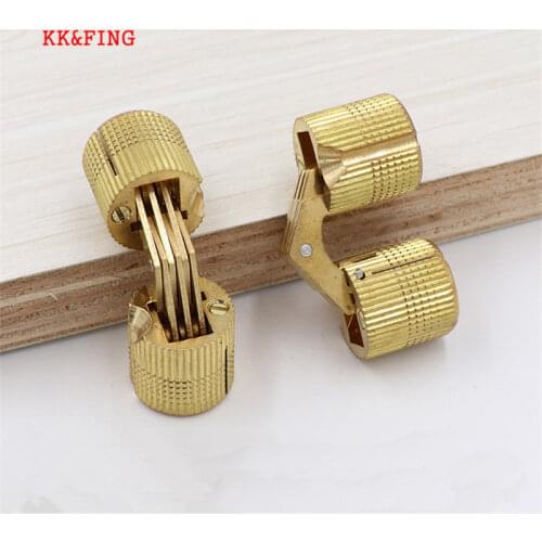 KK&FING 2pcs Cylindrical 14mm/16mm/18mm Copper Barrel Hinges Hidden Cabinet Concealed Invisible Brass Hinges for Cabinet Door