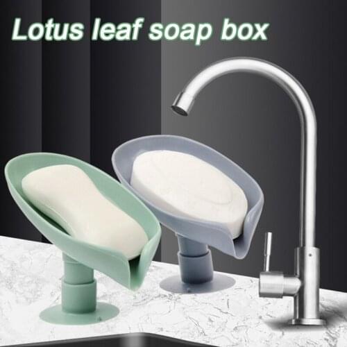 Bars Soap Holder Leaf Shape Self Draining Soap Holder with Suction Cup Creative Soap Box Perforation-Free Bathroom Use Home