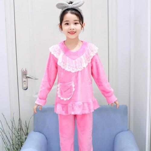 Kids Flannel Pajama Sets Winter Christmas Pyjamas For Children Thick Warm Cartoon Sleepwear Nightwear Girls Boy Casual Home Suit