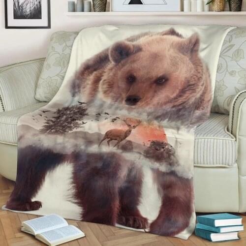 Bear Exposure Flannel Throw Blanket 3D Printed Keep Warm Sofa Child Blanket Home Decor Textiles Dream Family Gift