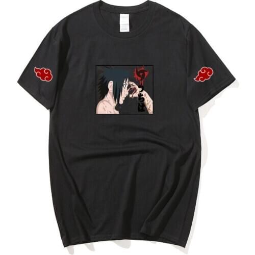 Men Japanese Naruto anime sasuke Uchiha T Shirt Women Print Couple Harajuku T-Shirts Hip Hop Tee Tops Fashion Short Sleeved Tee