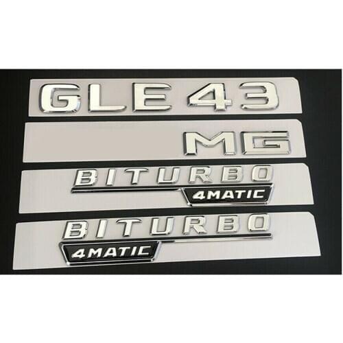 Chrome GLE43 for AMG BITURBO 4MATIC Fender Badge Emblems for Mercedes W166 C292