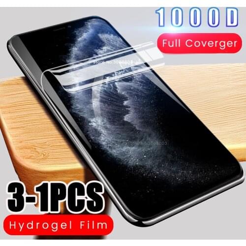 3-1pcs 1000d curved soft hydrogel screen protector film for iphone aifon 11 pro xs max xr x 7 8 6 6s plus 10 curved cover film