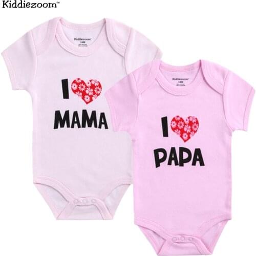 2Pcs/lot Baby Girls Bodysuits Cotton I Love Papa Mama Design Printing Fashion Bodys Clothing Jumpsuit Top Baby girls Clothes