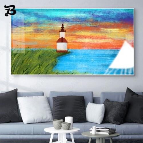 Canvas Painting Wall Art Landscape Oil Painting Lighthouse In Spring Abstract Modern Canvas Posters for Living Room Home Decor