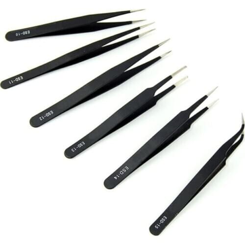 Stainless Steel Black Curved Straight Eyebrow Tweezers Anti Acid Nipper Rhinestone Picking Tool False Eyelash Nail Art Tool