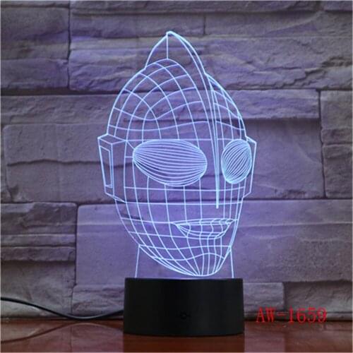 Novetly Lampara Ultraman Altman 3D RGB LED Night Light Sleep Desk Lamp USB Touch 7 Color Change Kid Boy Christmas Gift AW-1659