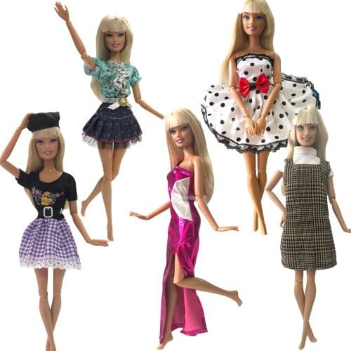 NK 2021 5 Set Newest Doll Noble Dress Beautiful Casual Party Clothes Top Fashion Dress For Barbie Accessories Doll Best Gift 3X