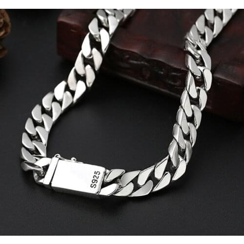 New 100% real Solid S925 pure silver jewelry popular simple man necklaces 'Pay ten for one fake