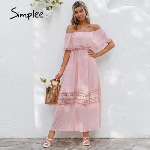 Simplee Sexy sleeveless lace women bohemian dress Elegant hollow out 2 piece dress ladies Summer holiday long dress 2021 new