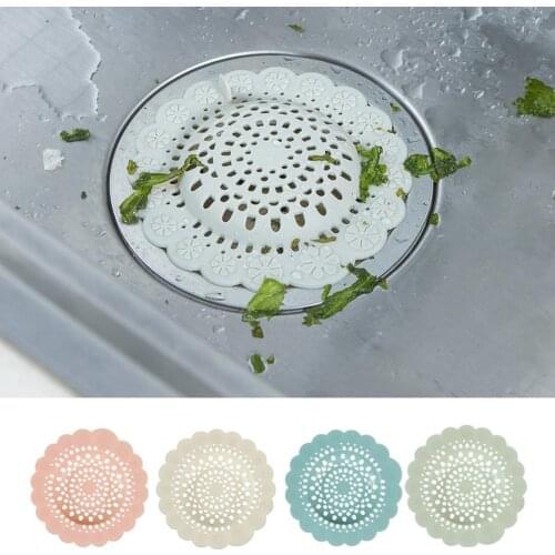 Durable Silicone Flower Hollowed Sink Strainer Filter Bath Kitchen Drain Cover Kitchen Toilet Floor Drains Silicone Sewer