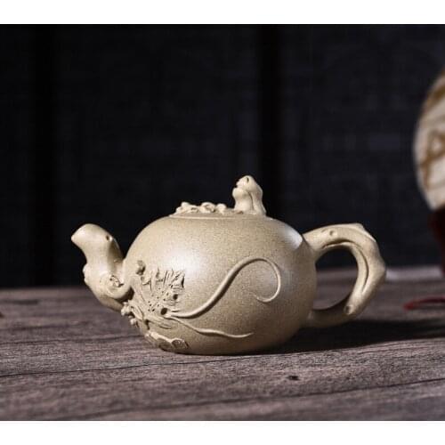 Purple clay pot genuine hand-made raw ore green lime mud section mud grape pot Kungfu teapot teapot one substitute