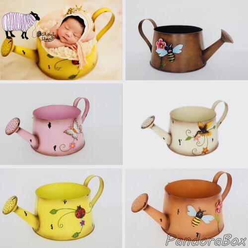 Newborn Photography Props Basket Baby Boy Girl Photoshoot Studio Posing Iron Flower Bucket Infant fotografia Accessories Baby fo
