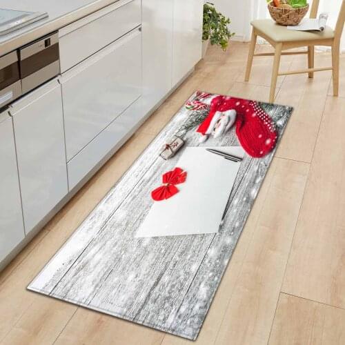 Christmas Kitchen Carpet Mat Flannel Entrance Door Mat Soft Welcome Doormats Bath Mat Rugs for Living Room Bathroom Bedroom