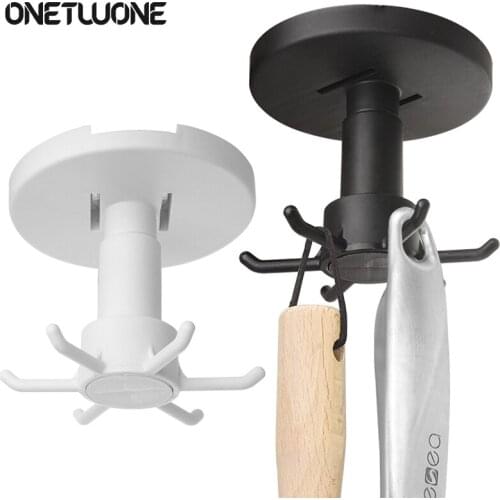 360 Degrees Rotated Kitchen Hooks Self Adhesive 6 Hooks Home Wall Door Hook Handbag Clothes Ties Bag Hanger Hanging Rack