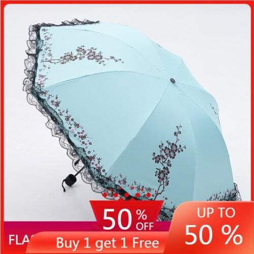 Folding Sun Umbrella Printing Lace Umbrella Womens Black Rubber Umbrella UV Protection Sunshade patio umbrella umbrella