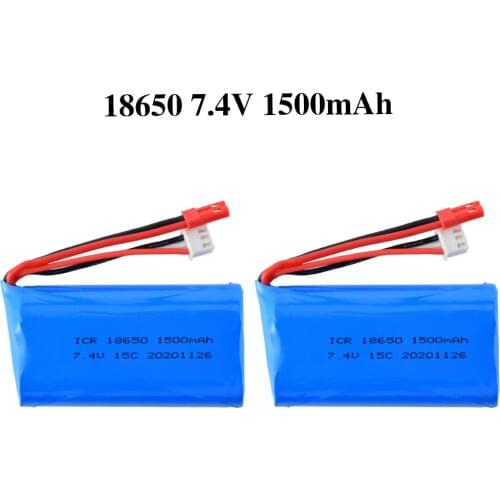 High Quality 2pcs 18650 Battery 7.4V 1500Mah JST Plug for Huanqi957/948 Boat 848 Aircraft WLtoys 912 Speedboat