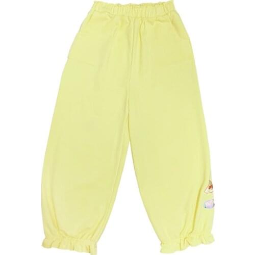 Japanese Sweet Girls Sweatpants Women Pink Harajuku Kawaii Strawberry Pants Loose Sport Trousers Yellow Cute Casual Bloomers