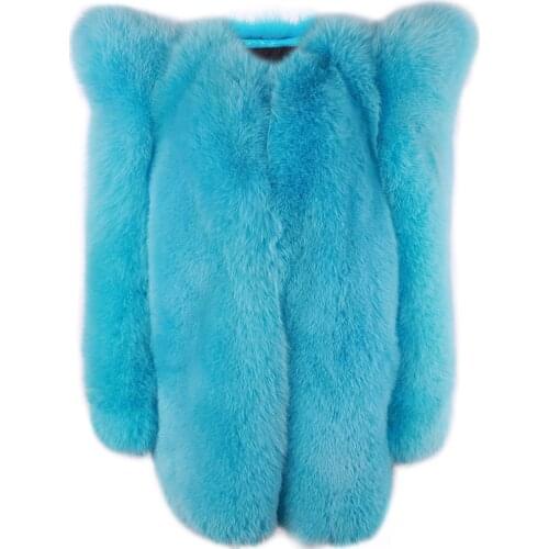 YOLOAgain 2021 New Design Women Long Real Fox Fur Coat Winter Warm Full Pelt Fur Jacket Ladies
