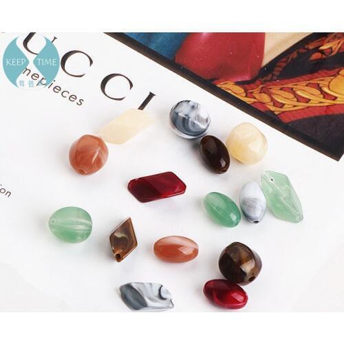 DIY imitation Turquoise jade jewelry accessories resin irregular prismatic round long oval pendant earrings earrings materials