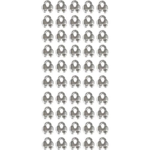 50Pcs Stainless Steel M3 U Type Clamp Wire Rope Clips Cable Bolts Rigging Hardware Clamps