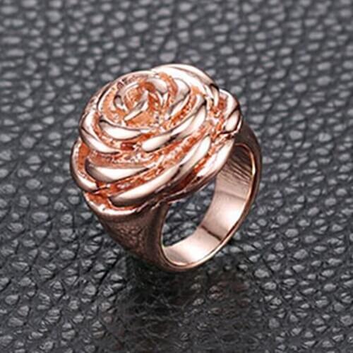 Rose Flower Ring For Women Wedding Gift Luxury Jewelry Gold Color Stainless Steel Ring Bague Femme Anillos Mujer
