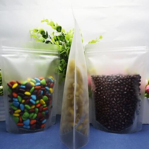 100pcs All Matte Clear Stand up Bags 26x38cm ZipLock Plastic pouch matt finish Reusable package zipper self-sealed Beans doypack