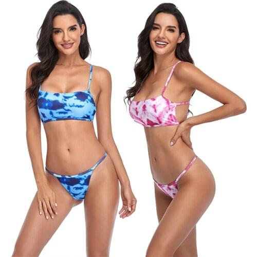 2021 Sexy Bikini Set Women Tie Dye Bikinis Two Piece Swimwear Female Push Up Bathing Swimsuit Brazilian Biquini Micro Beachwear
