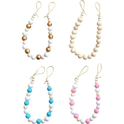 2x Wood Curtain Tiebacks Farmhouse Decorative Beaded Curtain Holdbacks