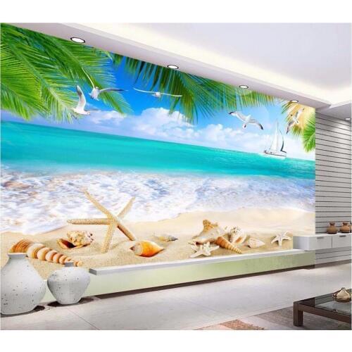 3d wallpaper custom photo Summer beach fresh ocean beach shells room painting picture 3d wall murals wallpaper for walls 3 d